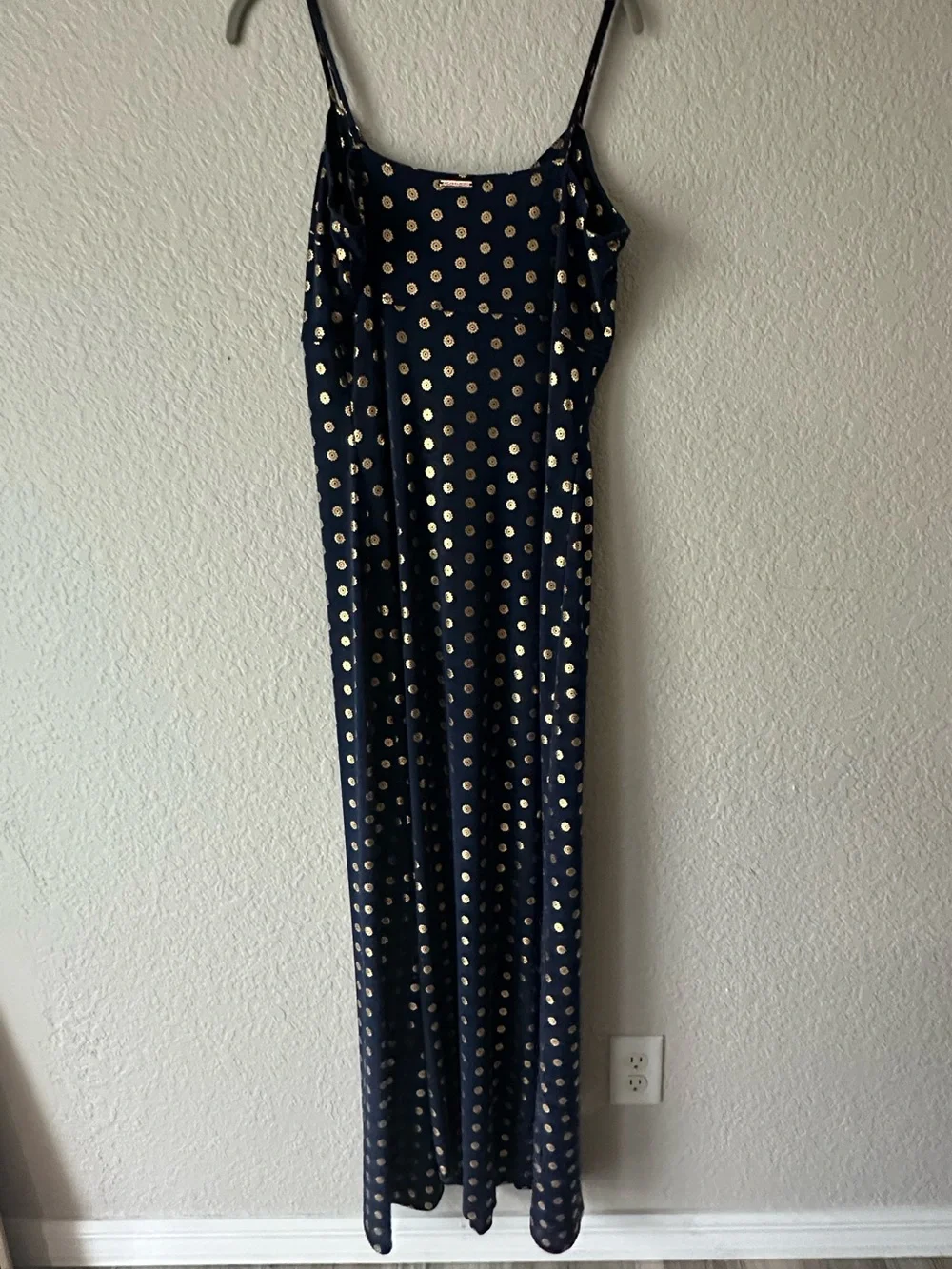 NWT MICHAEL Michael Kors Navy & Gold Floral Maxi Dress - Size Large
